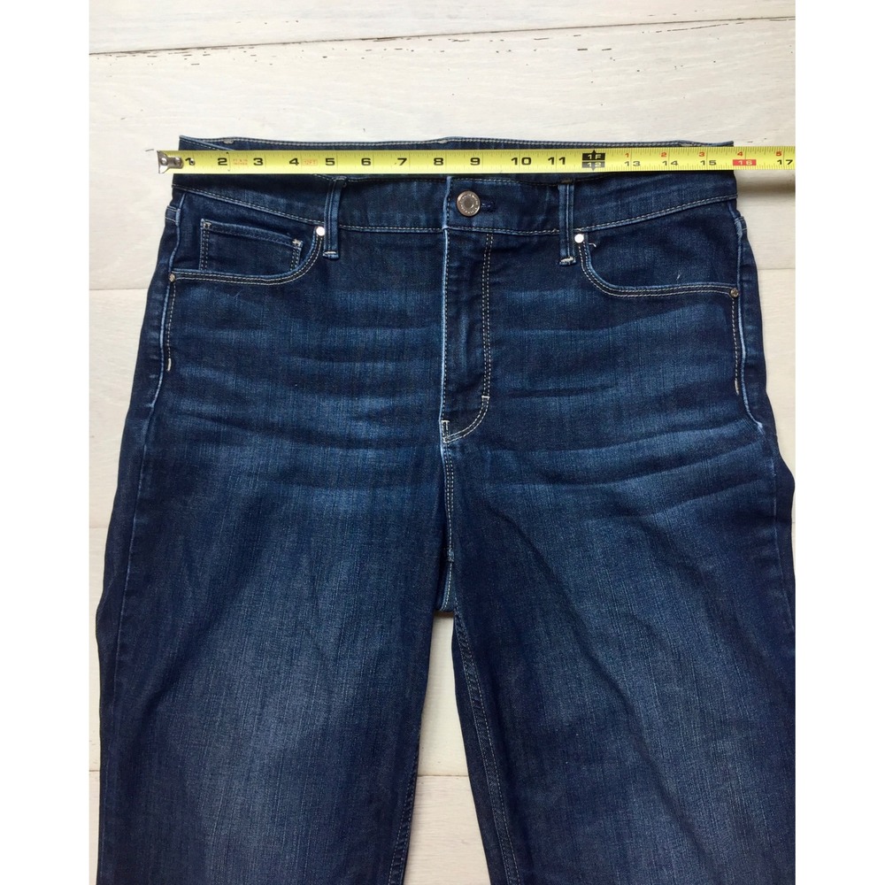 White House Black Women Dark Wash High Rise Slim Leg Jeans Size 10L Indigo Denim - Picture 4 of 7